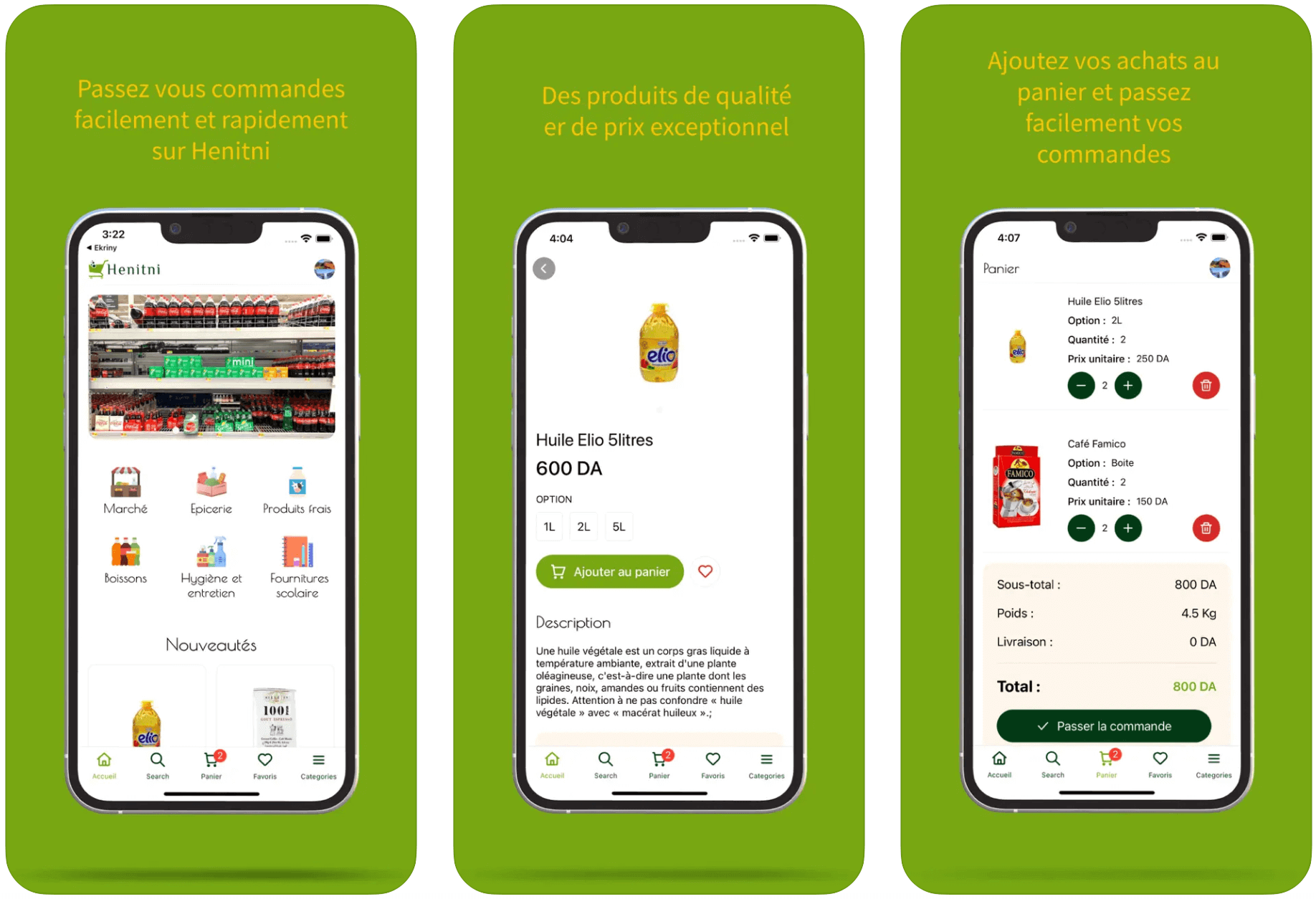 Henitni, Application e-commerce de produits de supermarché